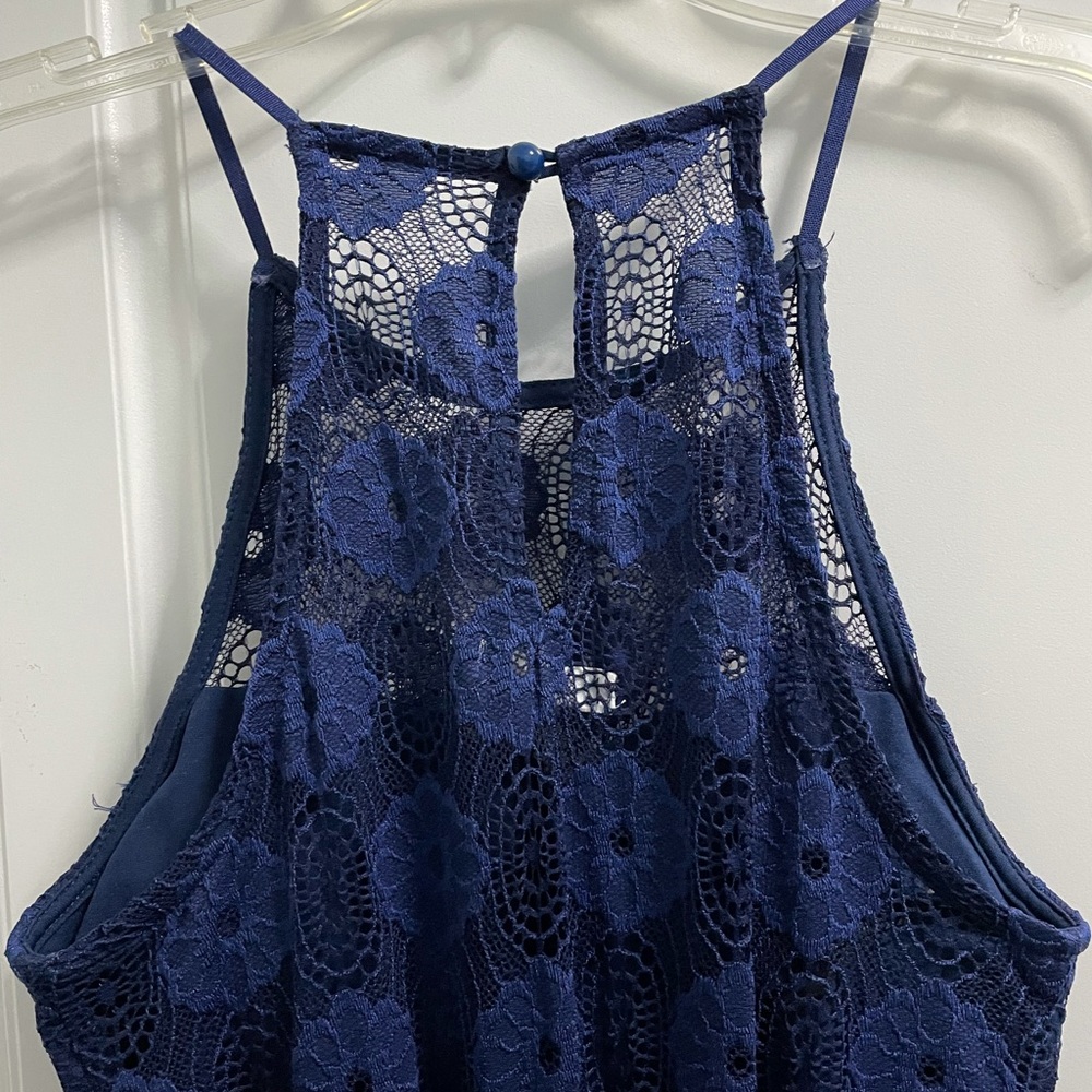 Navy Halter-Neck Floral Dress - Picture 4 of 5